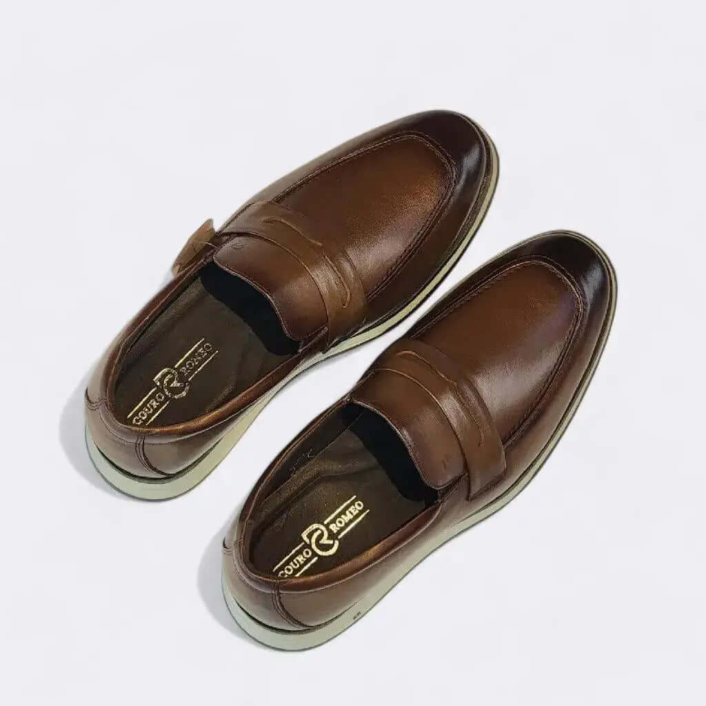 Mocassim Romeo Gênova Conhaque Couro Romeo