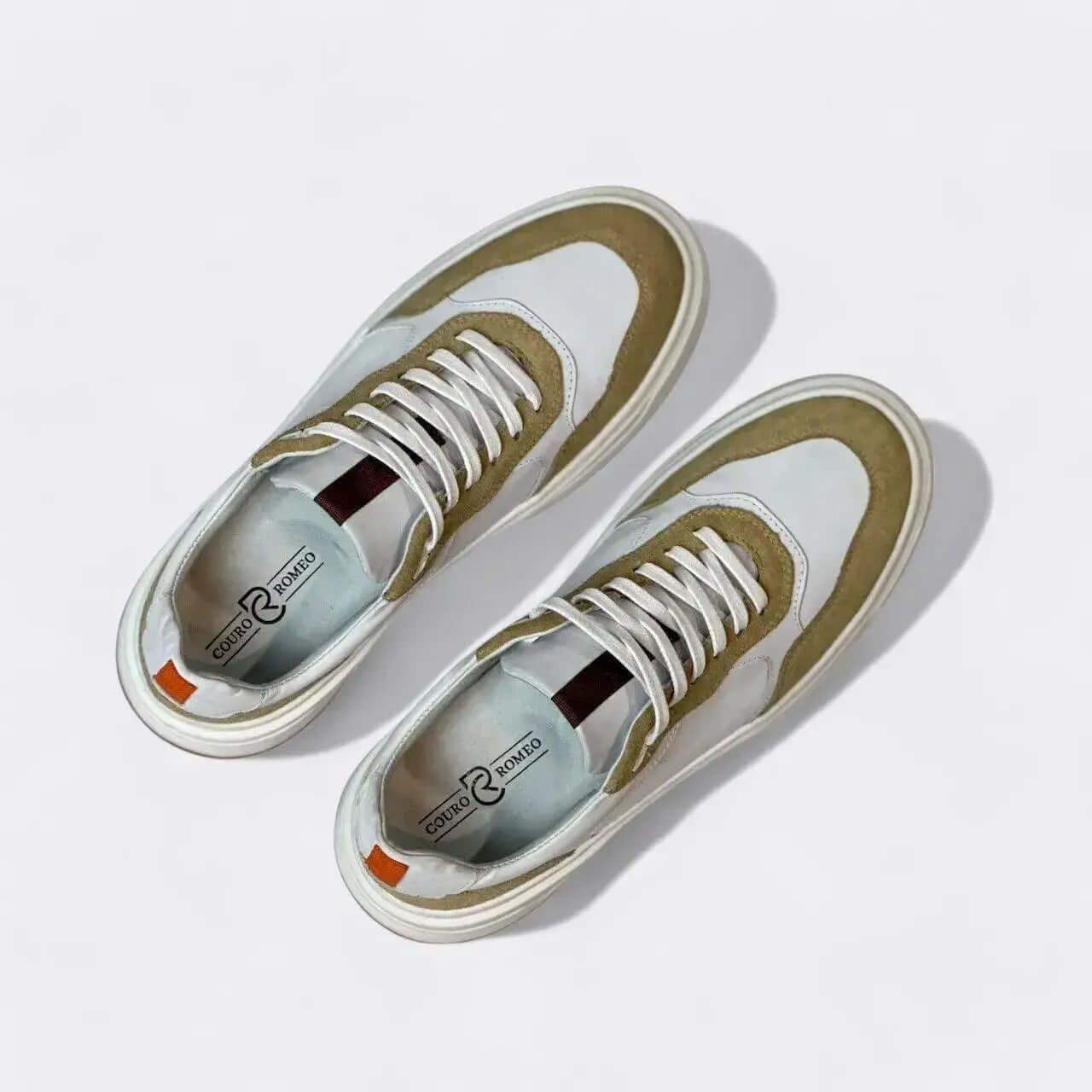 Sapatênis Romeo Best-Trend Bege e Branco Couro Romeo