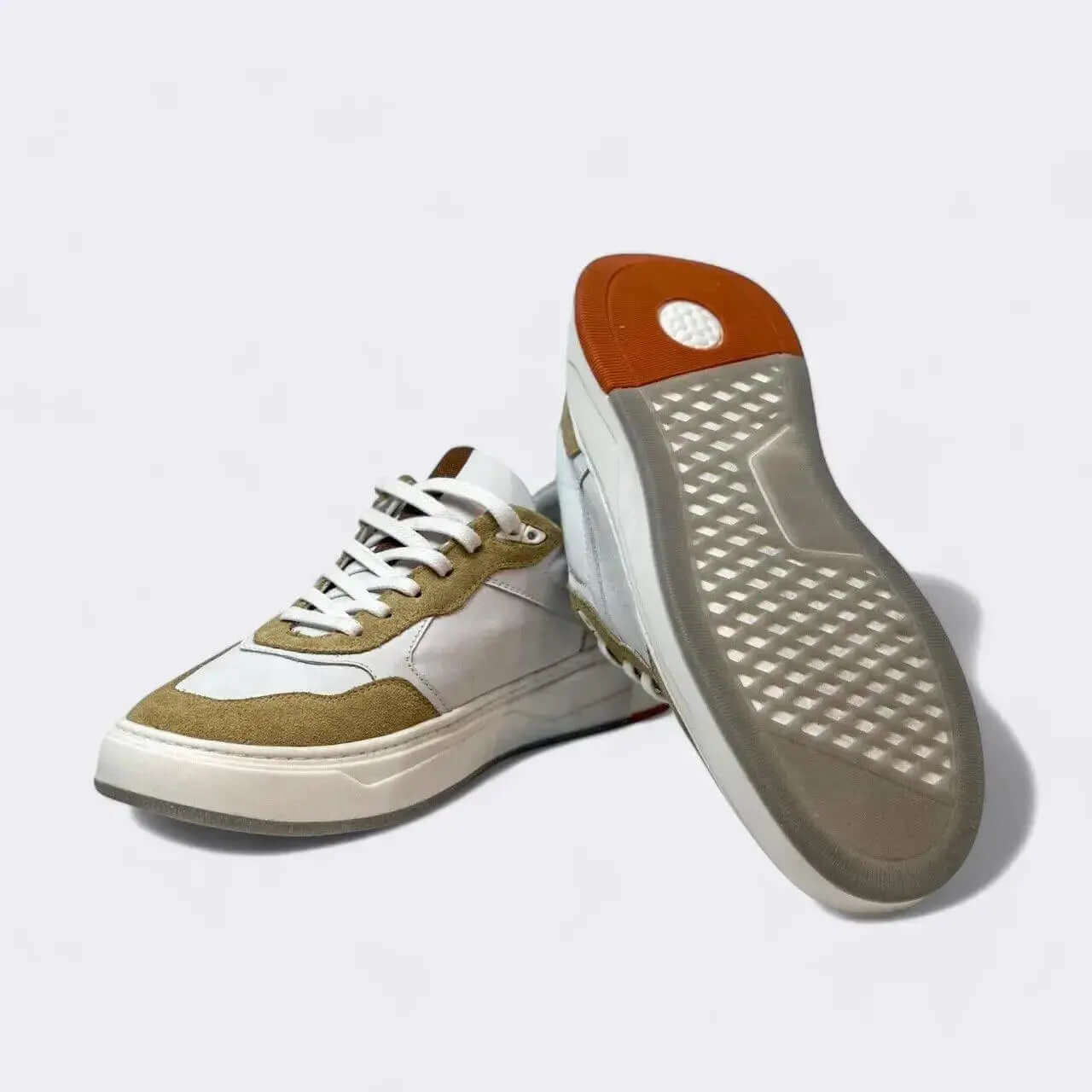 Sapatênis Romeo Best-Trend Bege e Branco Couro Romeo