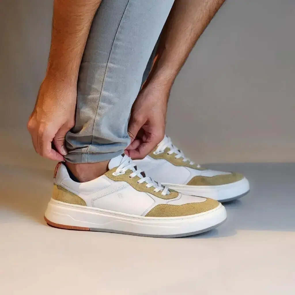 Sapatênis Romeo Best-Trend Bege e Branco Couro Romeo