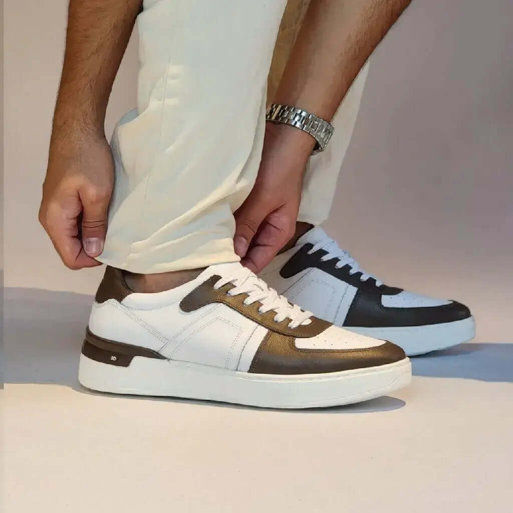 Sapatênis Romeo Brooklyn Marrom e Branco Couro Romeo
