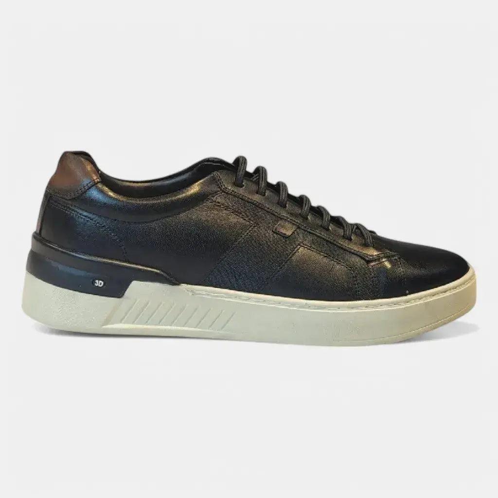 Sapatênis Romeo Napoli Preto e Branco Couro Romeo