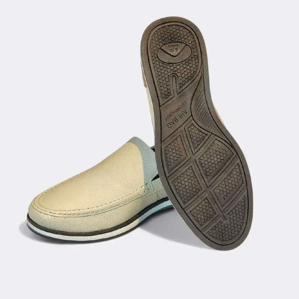Mocassim Romeo Veneza Off White e Marrom Couro Romeo
