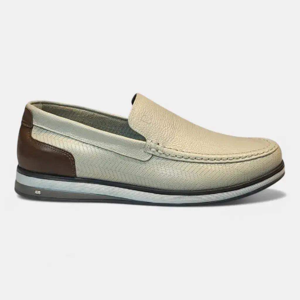 Mocassim Romeo Veneza Off White e Marrom Couro Romeo