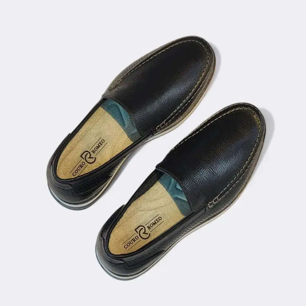 Mocassim Romeo Veneza Preto Couro Romeo