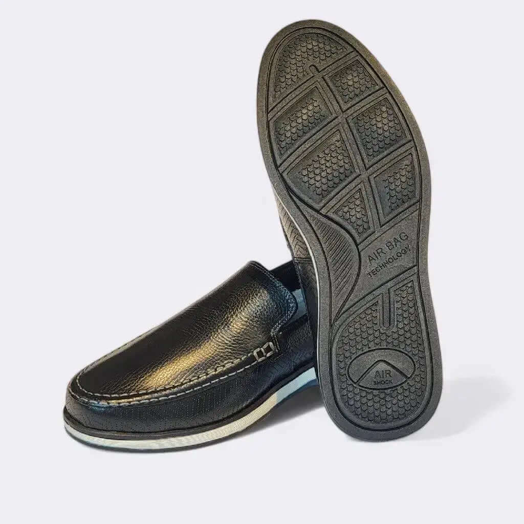 Mocassim Romeo Veneza Preto Couro Romeo