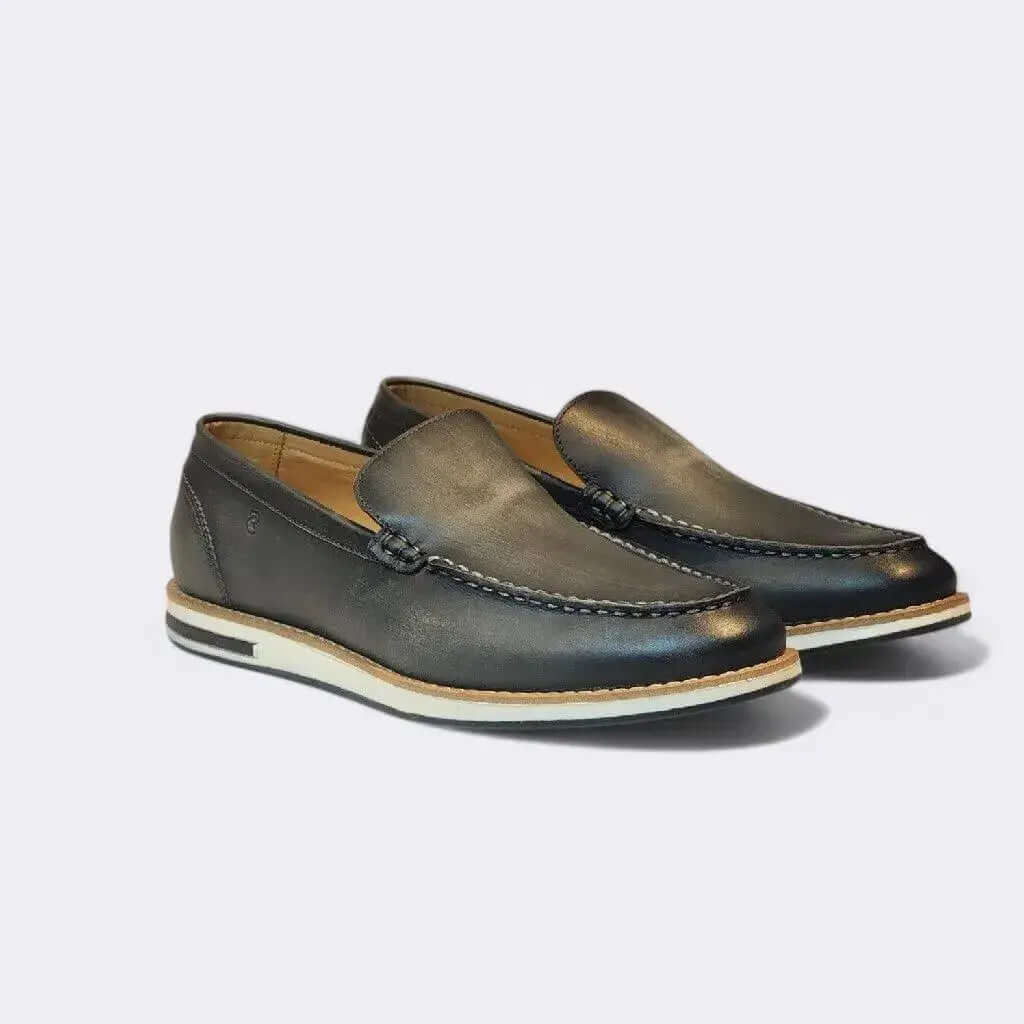 Mocassim Romeo Vicenzo Cinza Rústico Couro Romeo