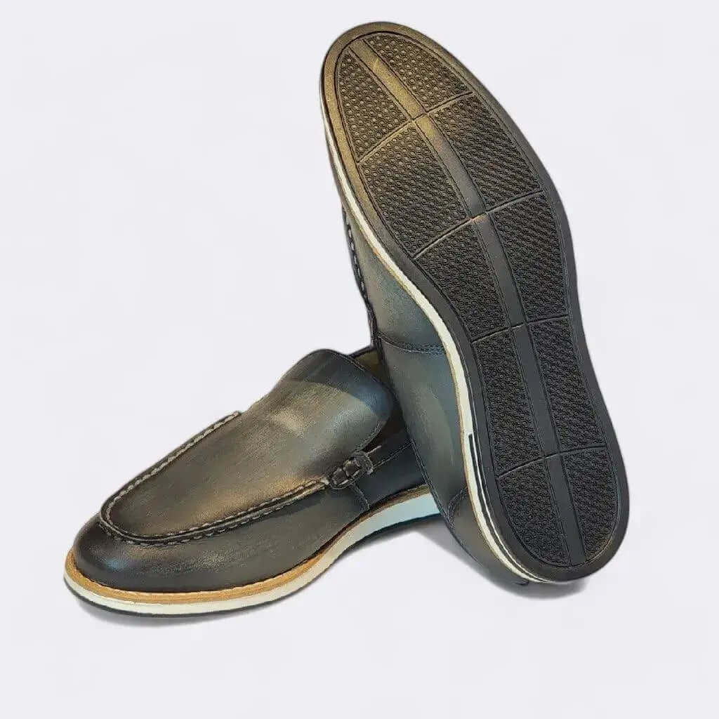 Mocassim Romeo Vicenzo Cinza Rústico Couro Romeo