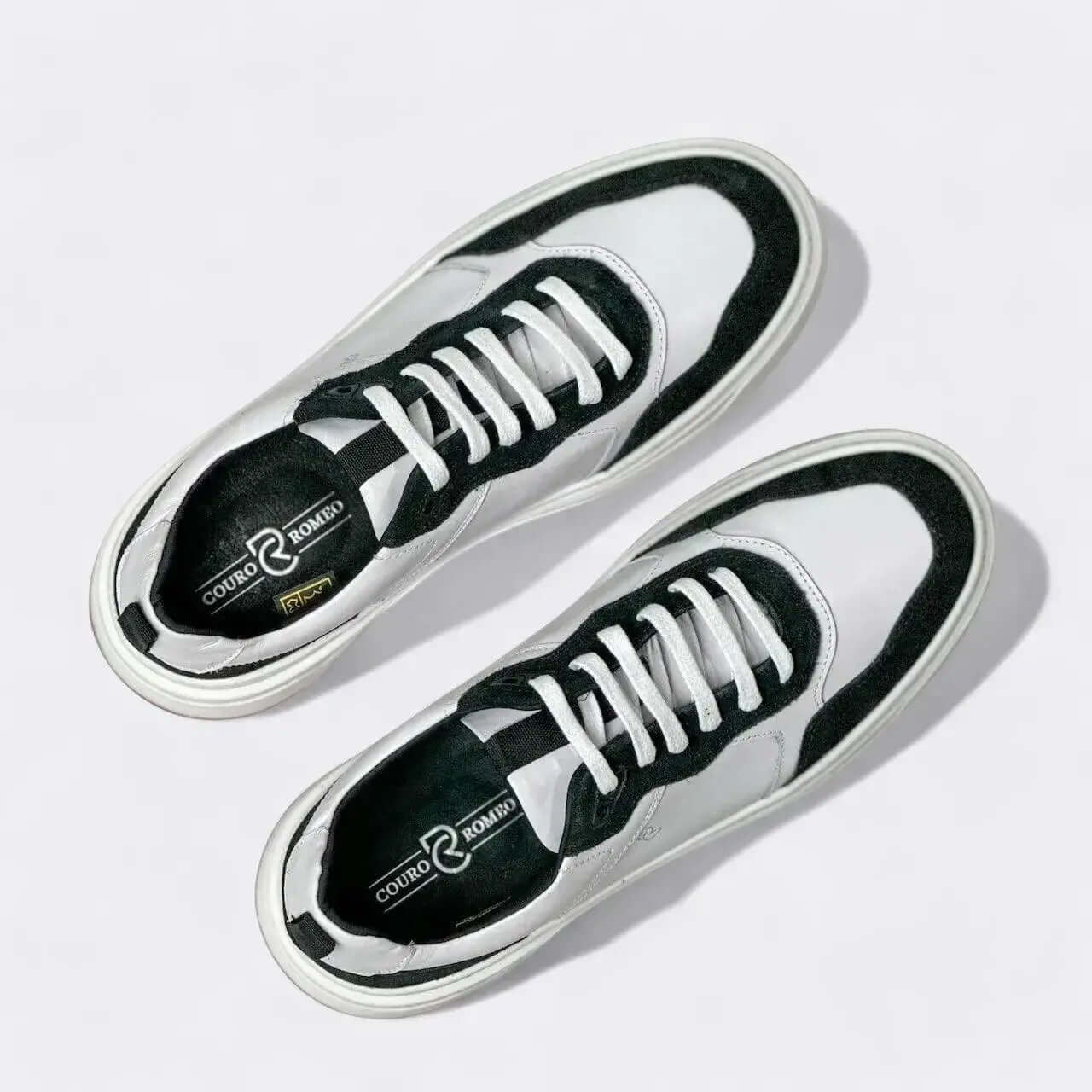 Sapatênis Romeo Best-Trend Preto e Branco Couro Romeo