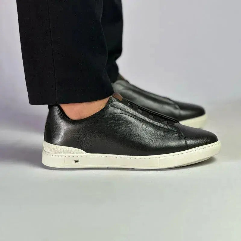 Sapatênis Romeo Portofino Preto Couro Romeo
